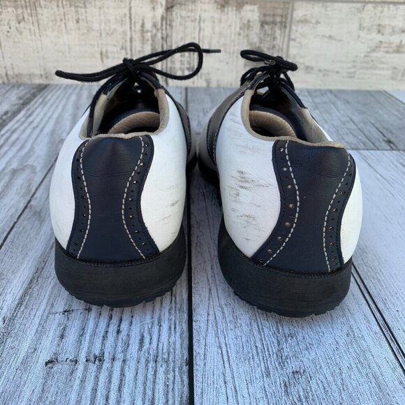 Etonic Difference Vintage Gore-Tex White Navy Leather Golf Shoes Women's 8.5 - Picture 7 of 12